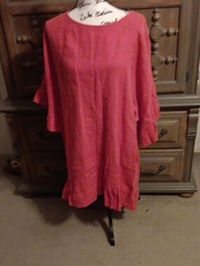 Women's Coral Ruffle-Hem Tunic Dress
